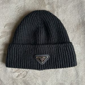Prada Wool & Cashmere Beenie in Black